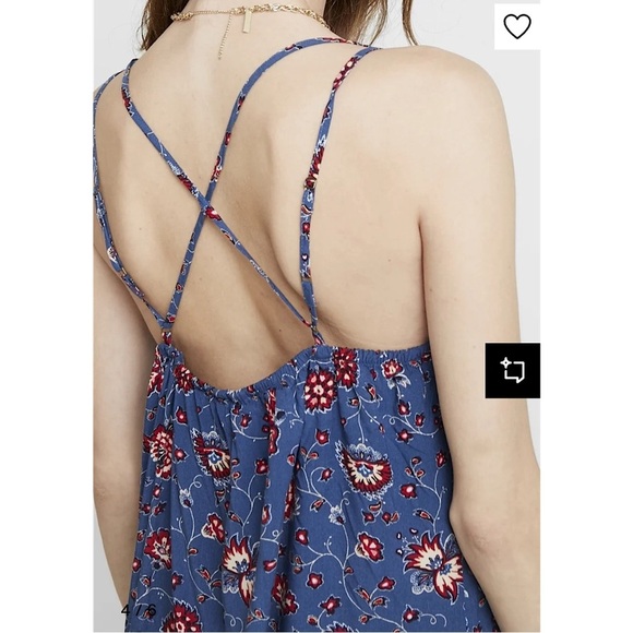 Gap Day Midi Dress Women's Size M Blue/Red Floral – Rayon, Sleeveless, V-Neck - Picture 11 of 12